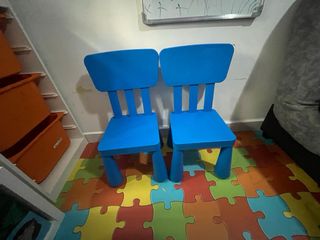 Mesa y 2 Sillas Mamut IKEA Azul