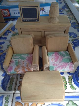 Mobiliario Salón Madera Casa Muñecas