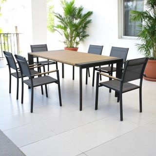 Tavolo Allungabile Alluminio Effetto Legno 150/200