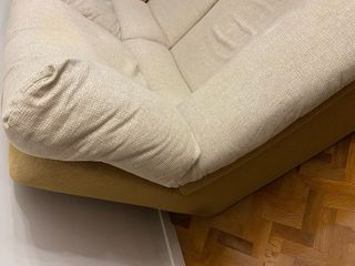 Sofá de 2 plazas tela beige y marrón