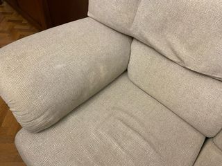 Sofá de 2 plazas tela beige y marrón