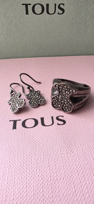 Conjunto Tous Oso plata pavonada