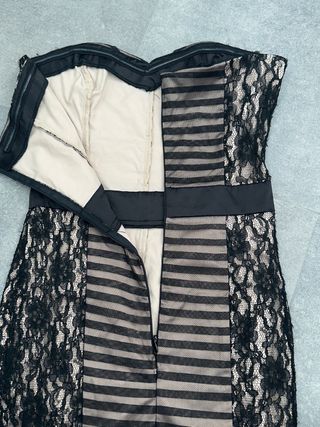 Vestido encaje beige/negro  Blanco talla XS