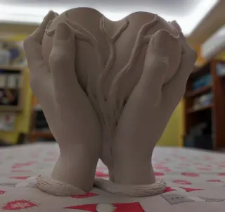 Vaso Mani-Cuore in PLA Bianco