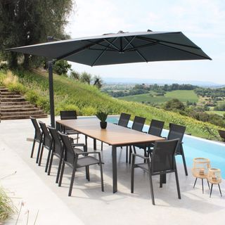 Tavolo Allungabile Alluminio e Teak 212/278x100Cm