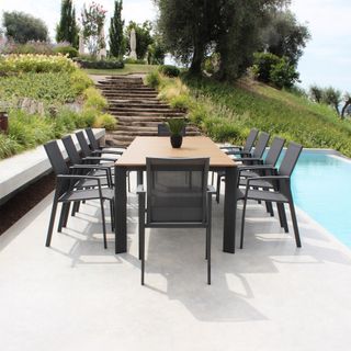 Tavolo Allungabile Alluminio e Teak 212/278x100Cm