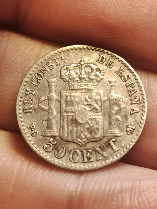 Moneda 50 céntimos Plata Alfonso XIII 1892