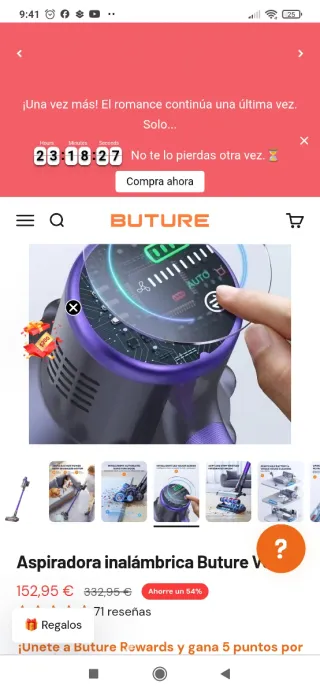 Aspiradora escoba sin cable Buture VC70 .