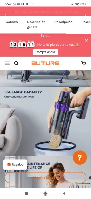 Aspiradora escoba sin cable Buture VC70 .