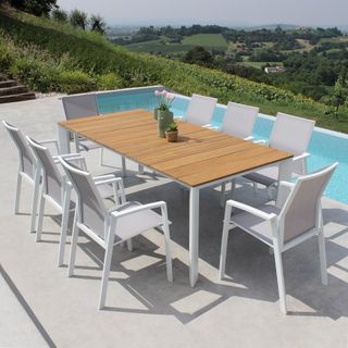 Tavolo Allungabile Alluminio e Teak 212/278x100Cm