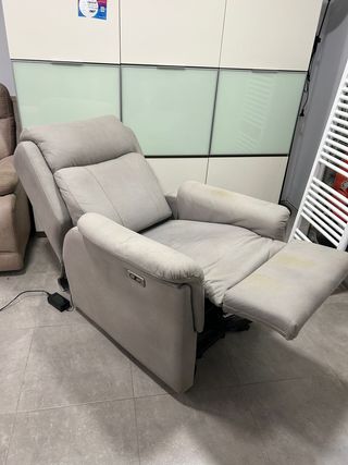 Sillón Eléctrico Elevable Tela Beige/Gris