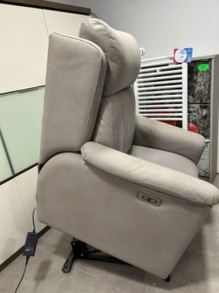 Sillón Eléctrico Elevable Tela Beige/Gris