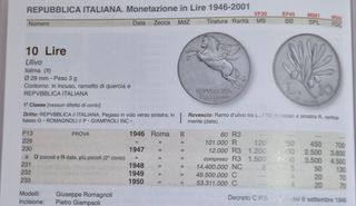 Italia, 10 Lire "Ulivo" 1950. Condizione SPL.