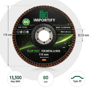10 Discos Lija Radial 115mm P80 Importify