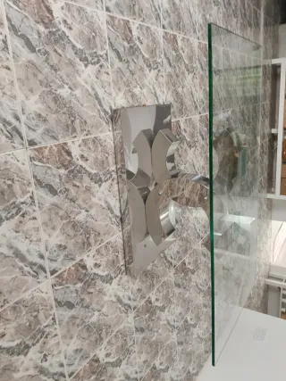 Mesa de centro cristal y metal