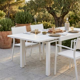 Tavolo Pranzo Allungabile Alluminio Bianco Esterno