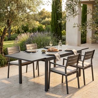 Tavolo Pranzo Allungabile Alluminio Taupe Esterno