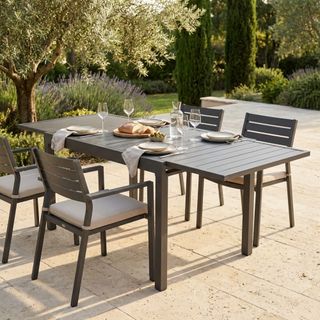 Tavolo Pranzo Allungabile Alluminio Taupe Esterno