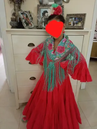 Traje Flamenca Niña Talla10, coral