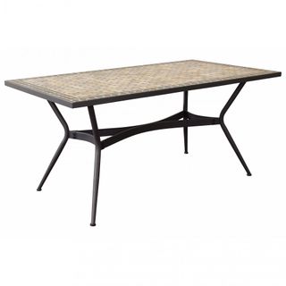 Tavolo Pranzo 160x90cm Ceramica Mosaico Base Ferro