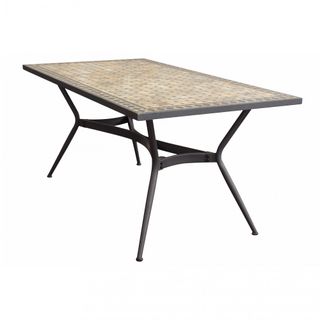 Tavolo Pranzo 160x90cm Ceramica Mosaico Base Ferro