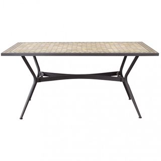 Tavolo Pranzo 160x90cm Ceramica Mosaico Base Ferro