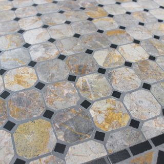 Tavolo Pranzo 160x90cm Ceramica Mosaico Base Ferro