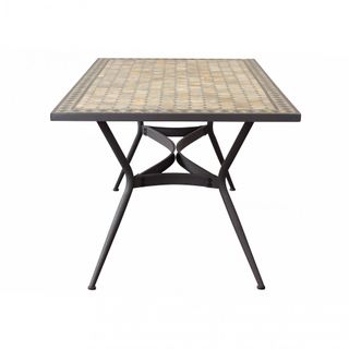 Tavolo Pranzo 160x90cm Ceramica Mosaico Base Ferro