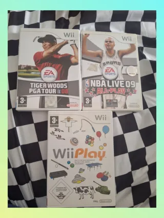Lote 3 juegos Wii: Tiger Woods, NBA Live, Wii Play