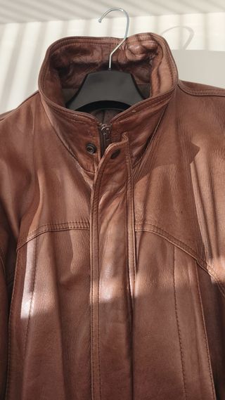 Cazadora de piel marrón Talla L