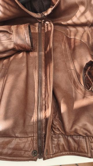 Cazadora de piel marrón Talla L