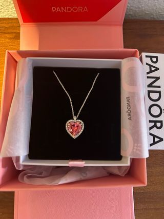 Collar Pandora Corazón Rosa y Plata