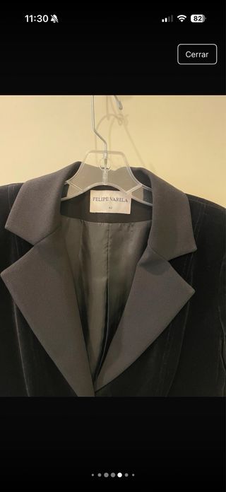 Blazer Felipe Varela Terciopelo Negro Talla S