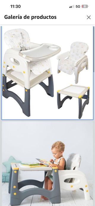 Trona de bebé convertible en mesa y silla
