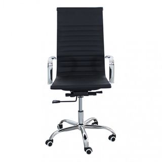 Sedia Ufficio in Pelle Ecologica Braccioli Nera