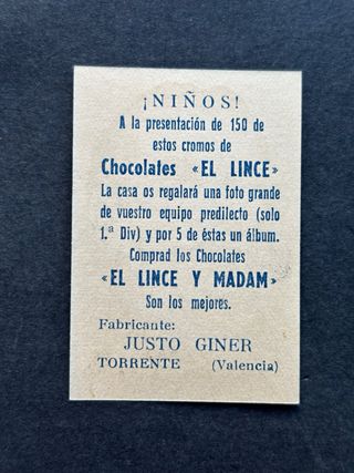 Cromo fútbol ZARRA Ath. de Bilbao, Liga 1952-1953