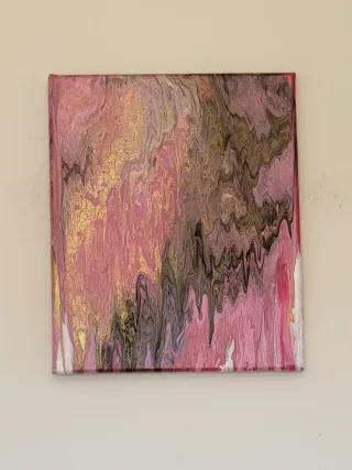 Quadro astratto oro e rosa