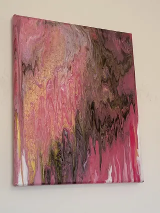 Quadro astratto oro e rosa