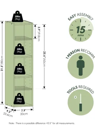 Estantería blanca de madera estrecha