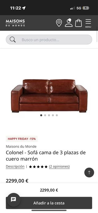 Colonel - Divano letto in pelle marrone a 3 posti