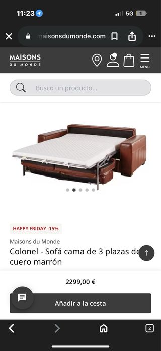 Colonel - Divano letto in pelle marrone a 3 posti