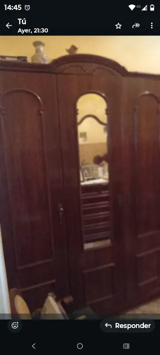 Conjunto dormitorio antiguo madera y mármol