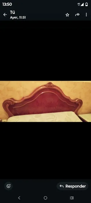 Conjunto dormitorio antiguo madera y mármol