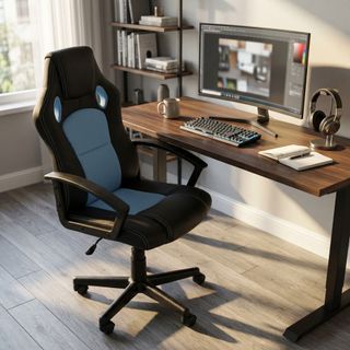 Poltrona Gaming Ergonomica con Braccioli Azzurra