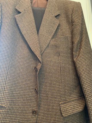 Americana lana hombre marrón-negro