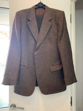 Americana lana hombre marrón-negro