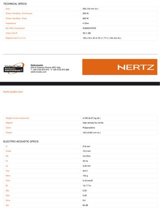 Cajón Subwoofer Hertz 10 600W para mr2 spyder