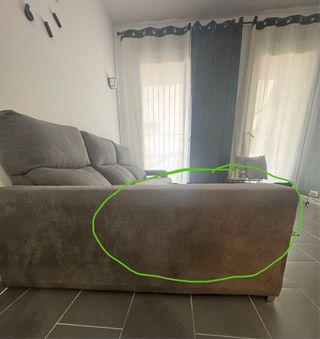 Sofá Chaise Longue Gris 3 Plazas, con dos fundas.