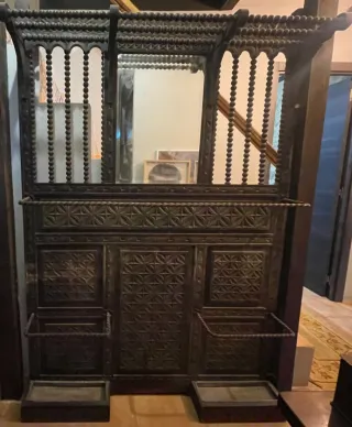 Perchero Paraguero Antiguo Madera y Metal