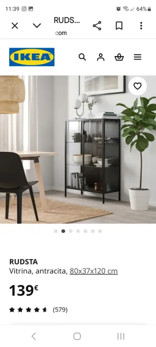 Vitrina Metálica Negra RUDSTA IKEA